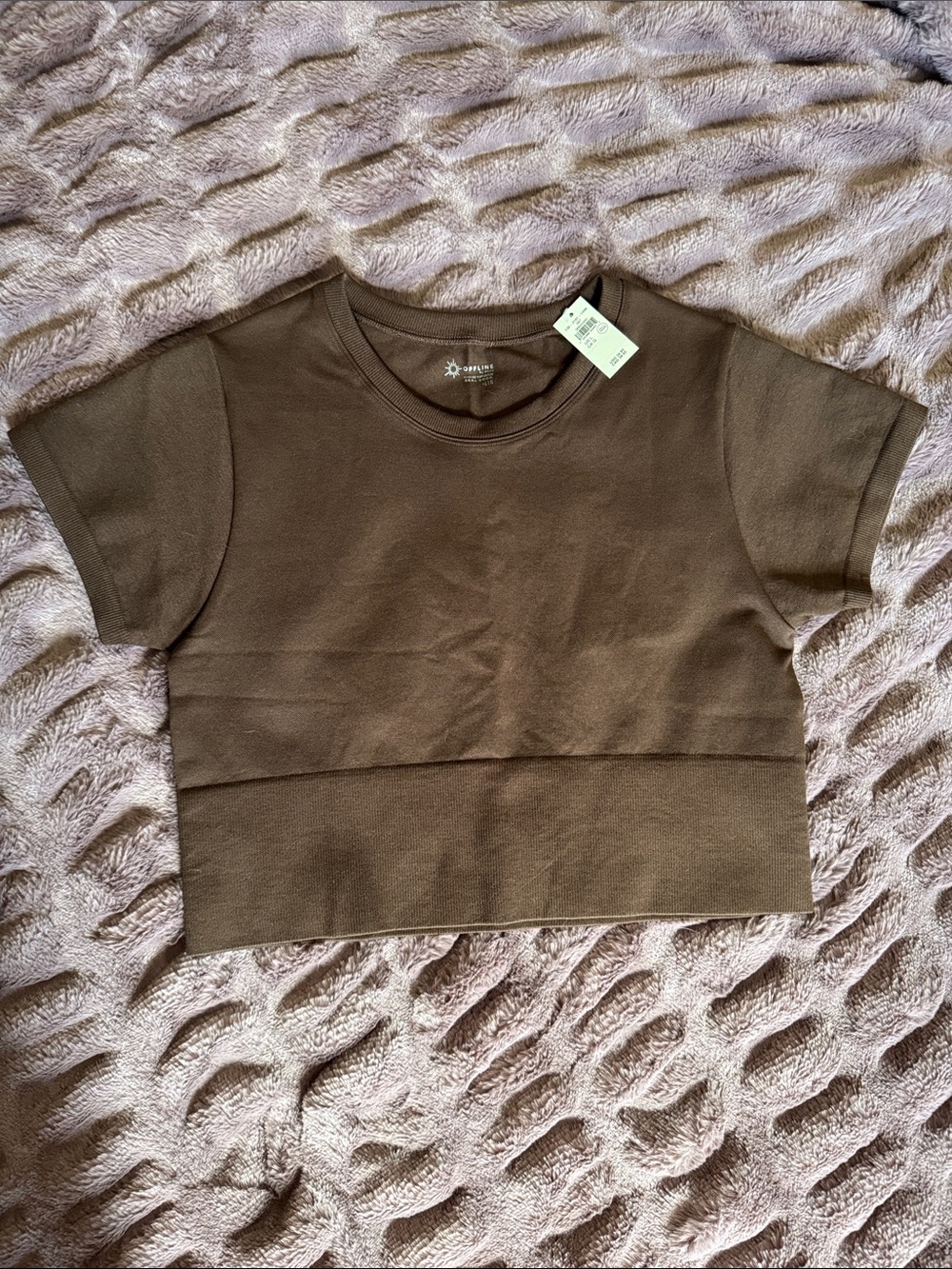 aerie Brown Cropped Tee - Short Sleeve Ribbed